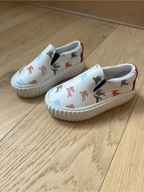 Burberry Toddler White Erwin Leather Knight-Print Sneaker